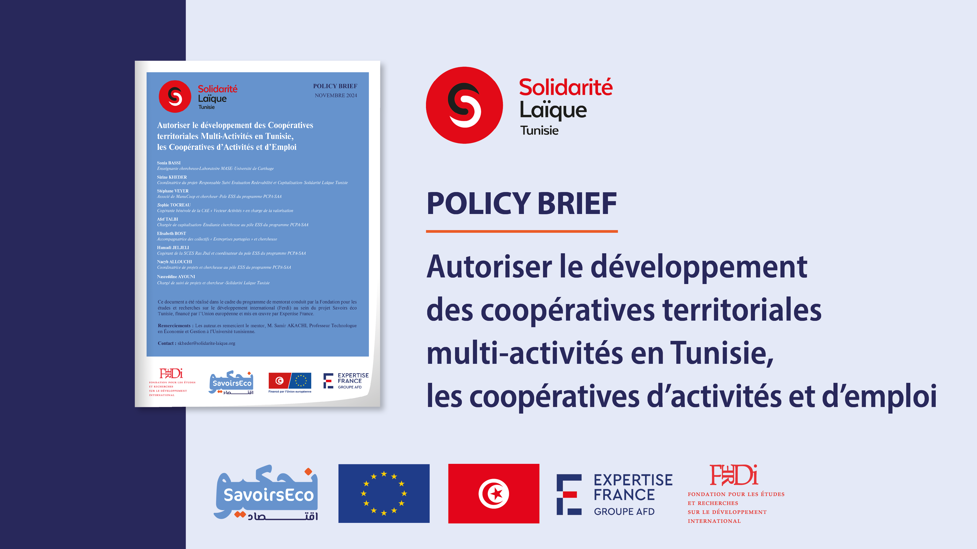 Savoirs eco en Tunisie vignettes vidéos Policy brief Solidarité Laïque